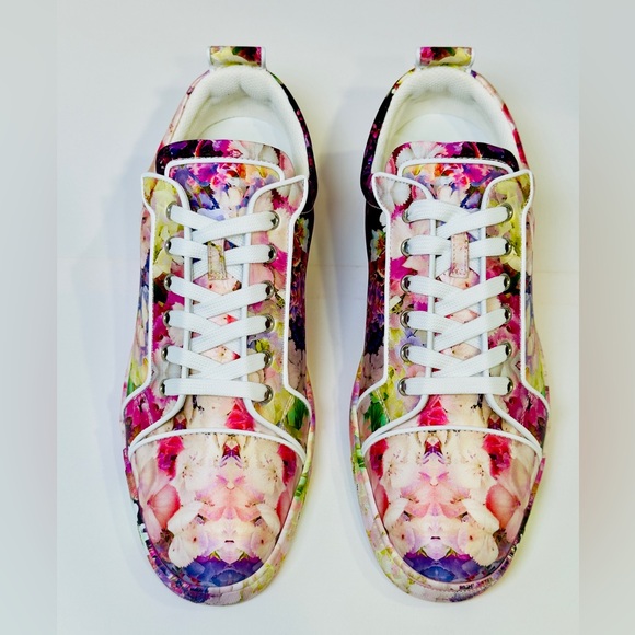 Christian Louboutin Junior Viera Orlato Flat Floral-print Satin Sneakers EU 43.5 - Picture 10 of 15